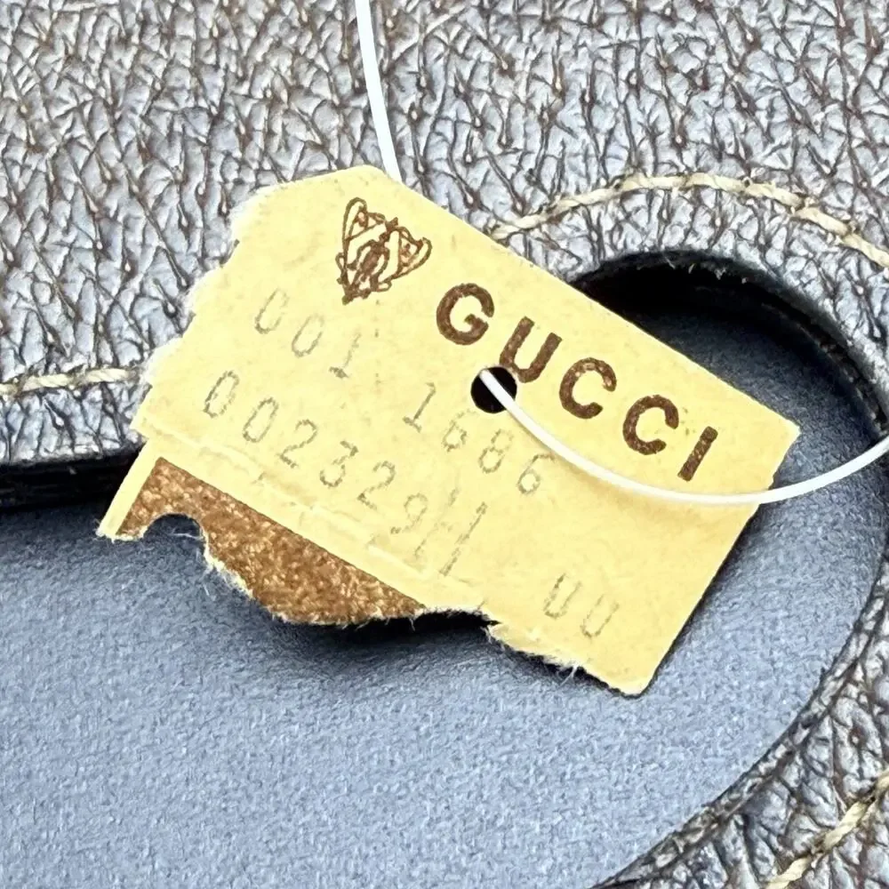 Vintage Gucci Bag Clutch Tote GG Monogram PVC Canvas & Leather w Orig Paper Tag